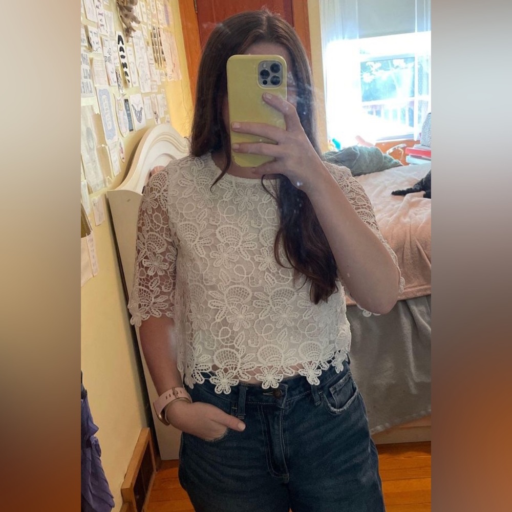 Forever 21 White Lace Blouse
